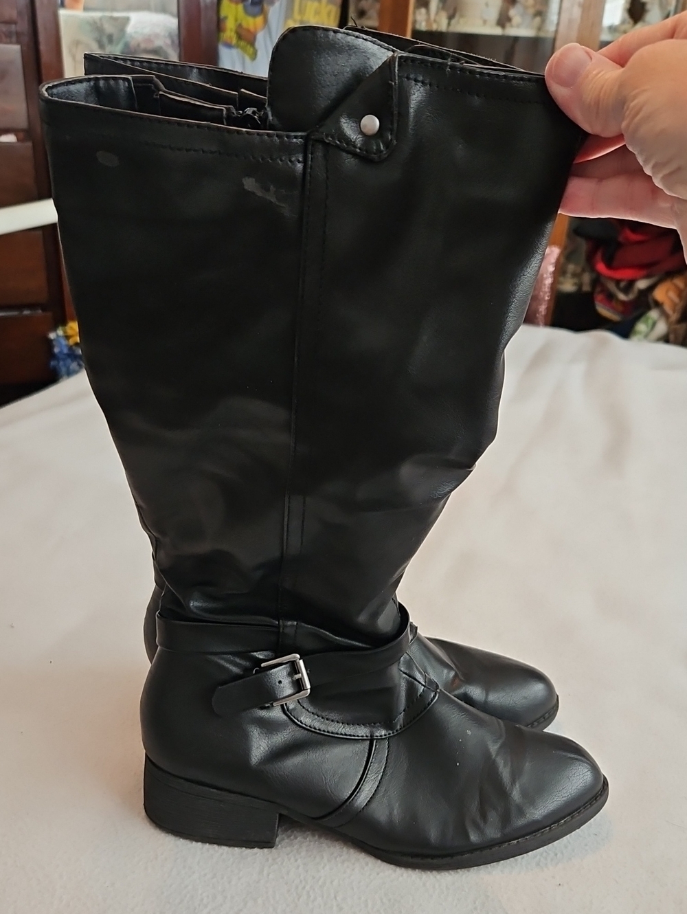 Sugar Daphne Black Knee-High Boots Women's Size 10w